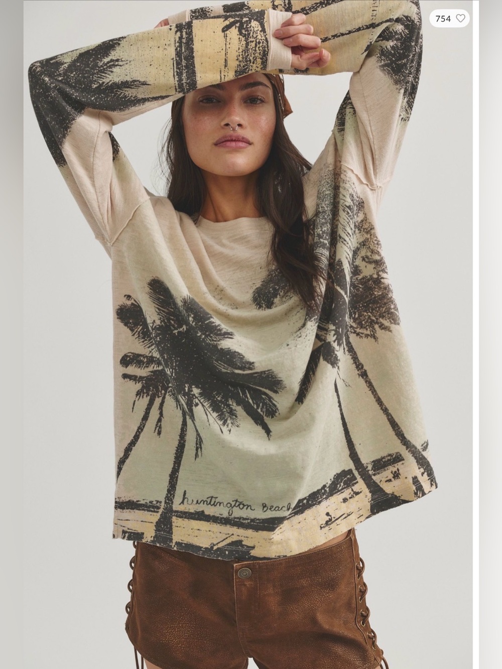 Free People We the Free Kai Long Sleeve. NWT. Palm combo